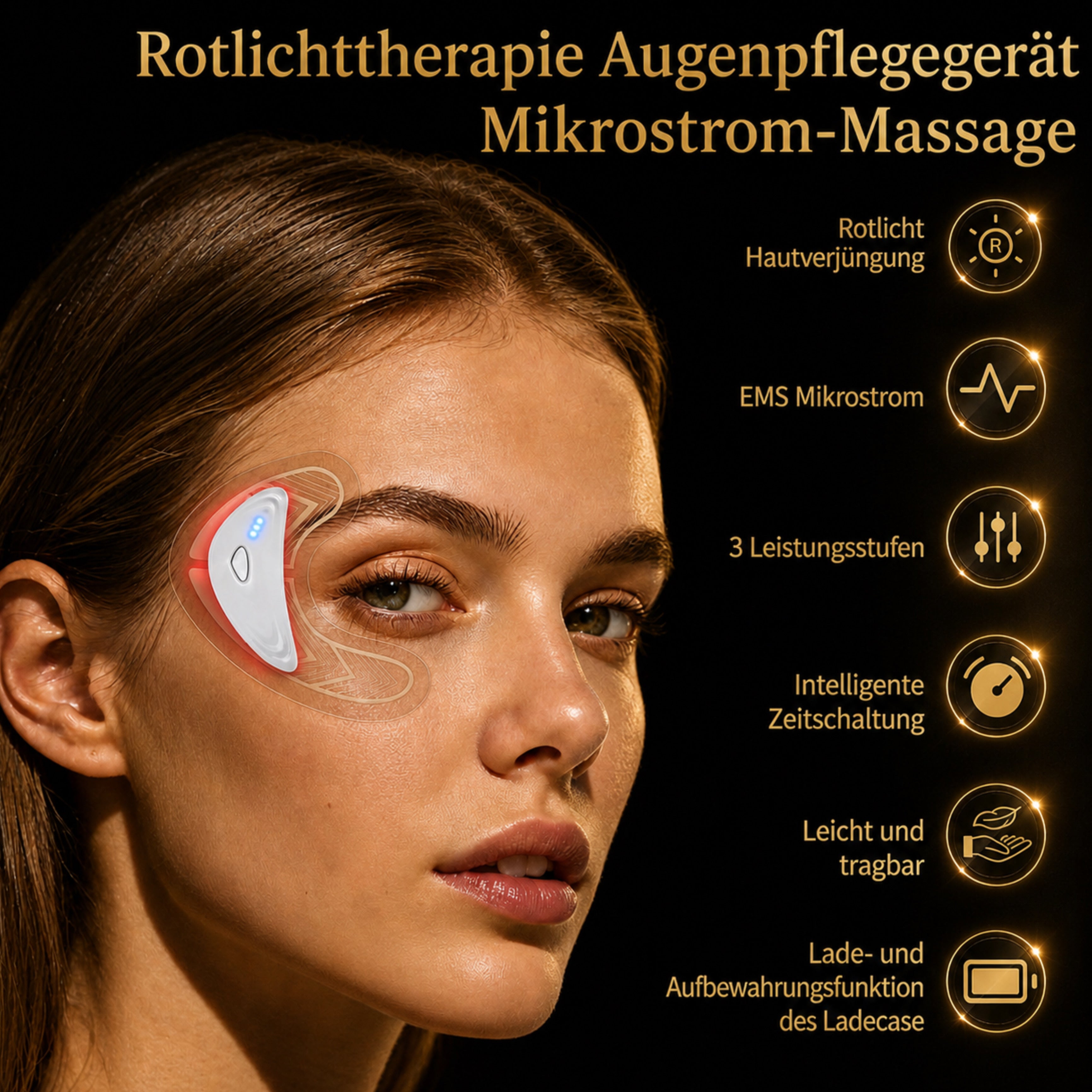 Gesichtsmassagegerät LUMIÉRA EyeLift Pro Augenmassagegerät mit Rotlicht & Mikrostrom - Lalano’S Cosmetics