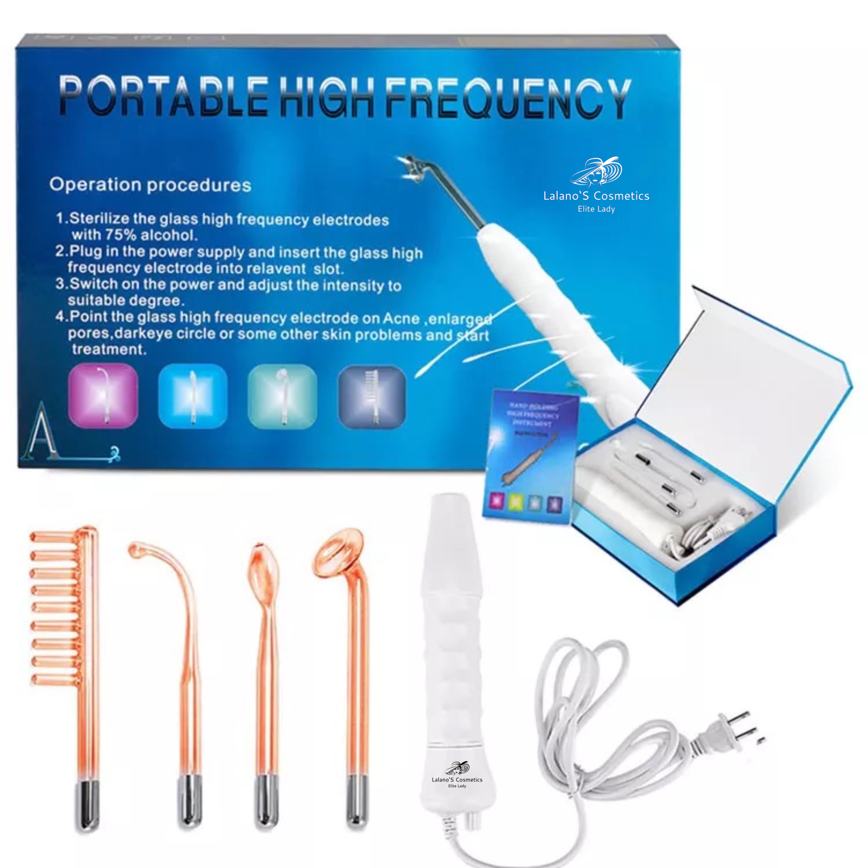 4-in-1 Hochfrequenzstab, Anti-Aging-Gerät, Mitesserentferner, Porenreiniger - Lalano’S Cosmetics