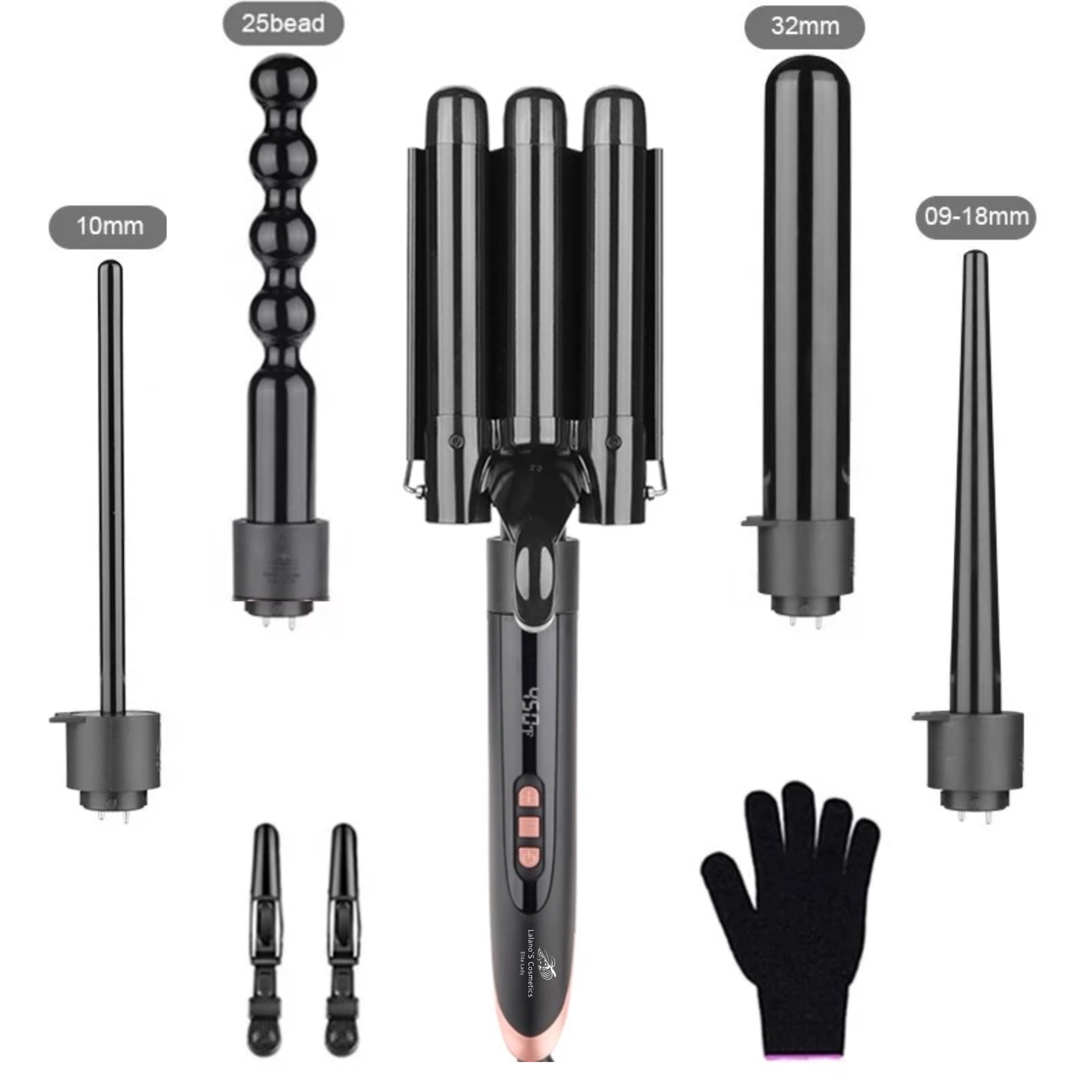 Lockenstab 5 in 1 Multifunktion Lockenstylist, Glaskeramik-Turmalin-Beschichtung - Lalano’S Cosmetics