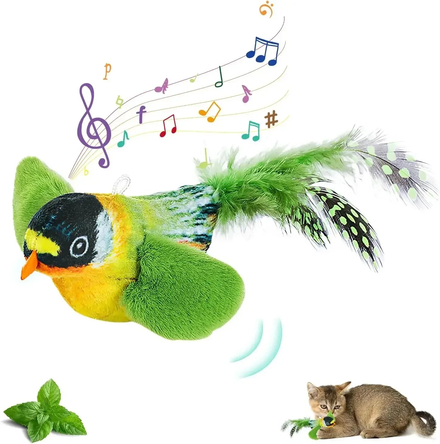 Bird Sound Cat Teaser Toy With Elastic Rope