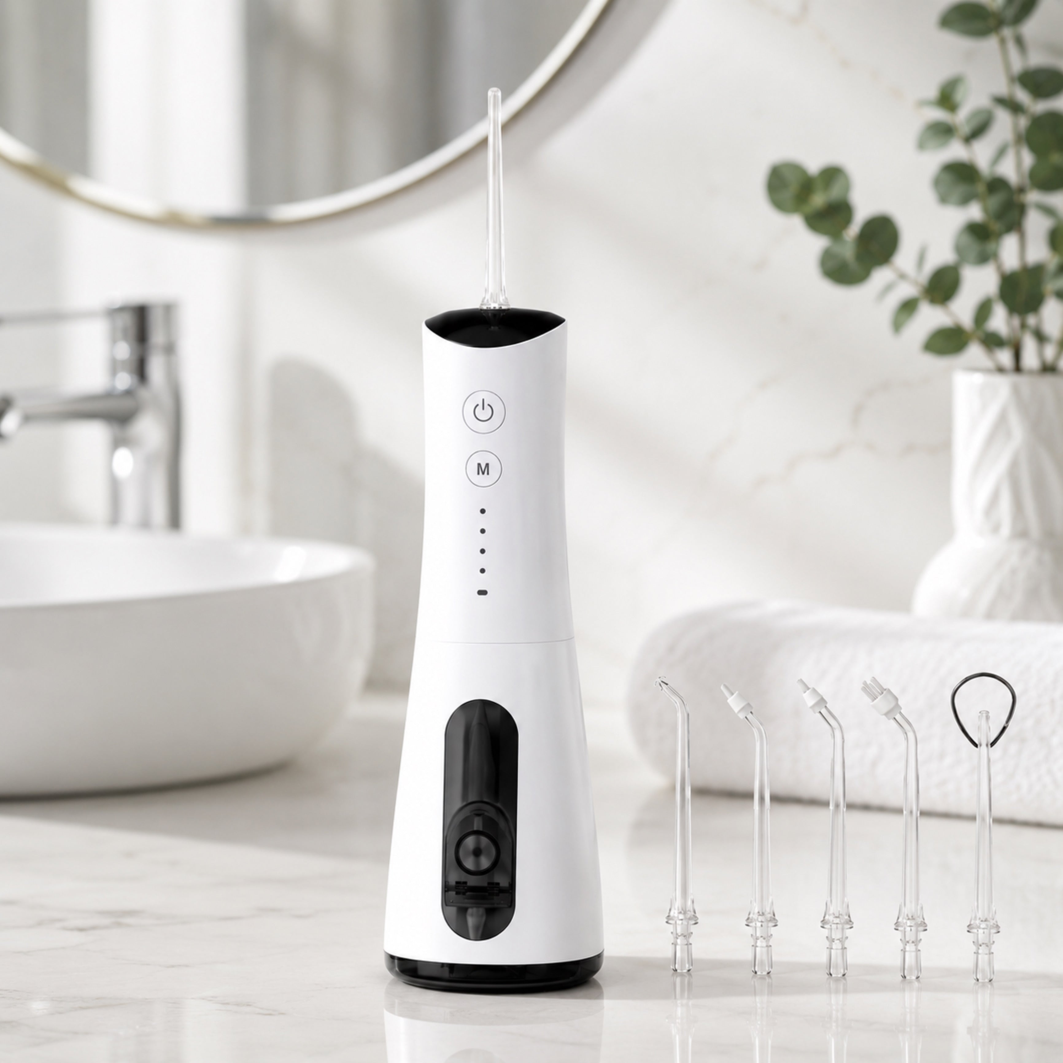 Munddusche AquaPulse Pro Kabelloser Premium Water Flosser mit 4 Modi & 5 Düsen - Lalano’S Cosmetics 
