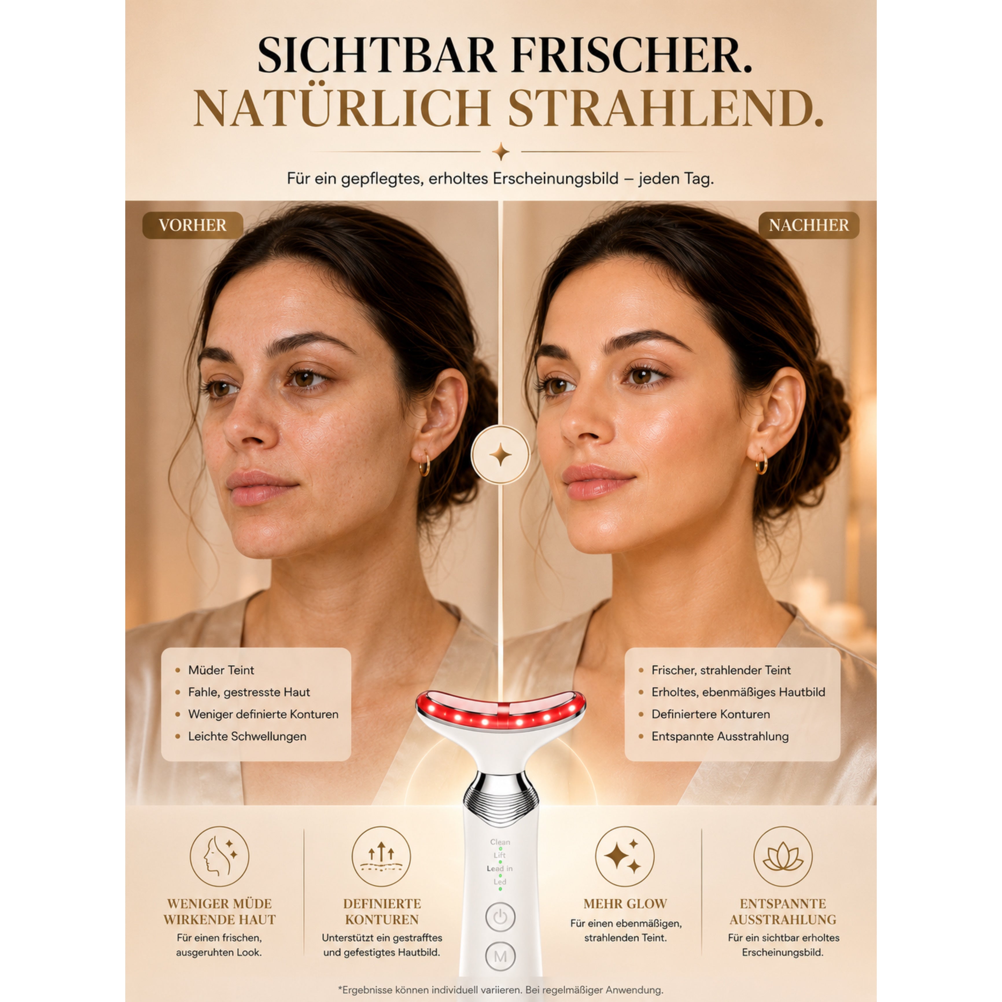Gesichtsmassagegerät ÉLEVIA Face & Neck Sculptor mit EMS, Wärmefunktion & Vibrationsmassage - Lalano’S Cosmetics 