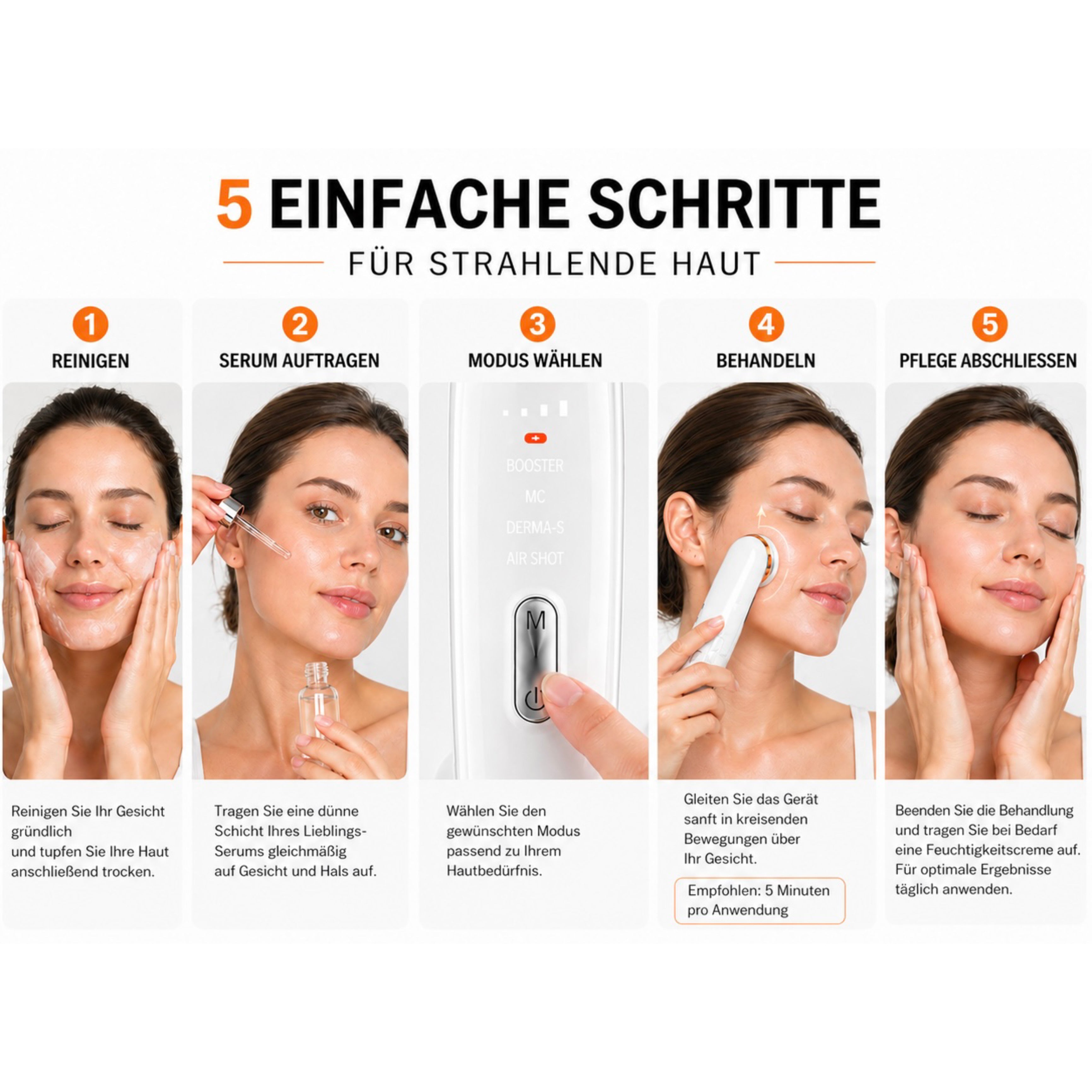 Gesichtsmassagegerät Lumina Glow 6-in-1 mit 4 Modi & 6 Technologien für straffere Haut - Lalano’S Cosmetics 