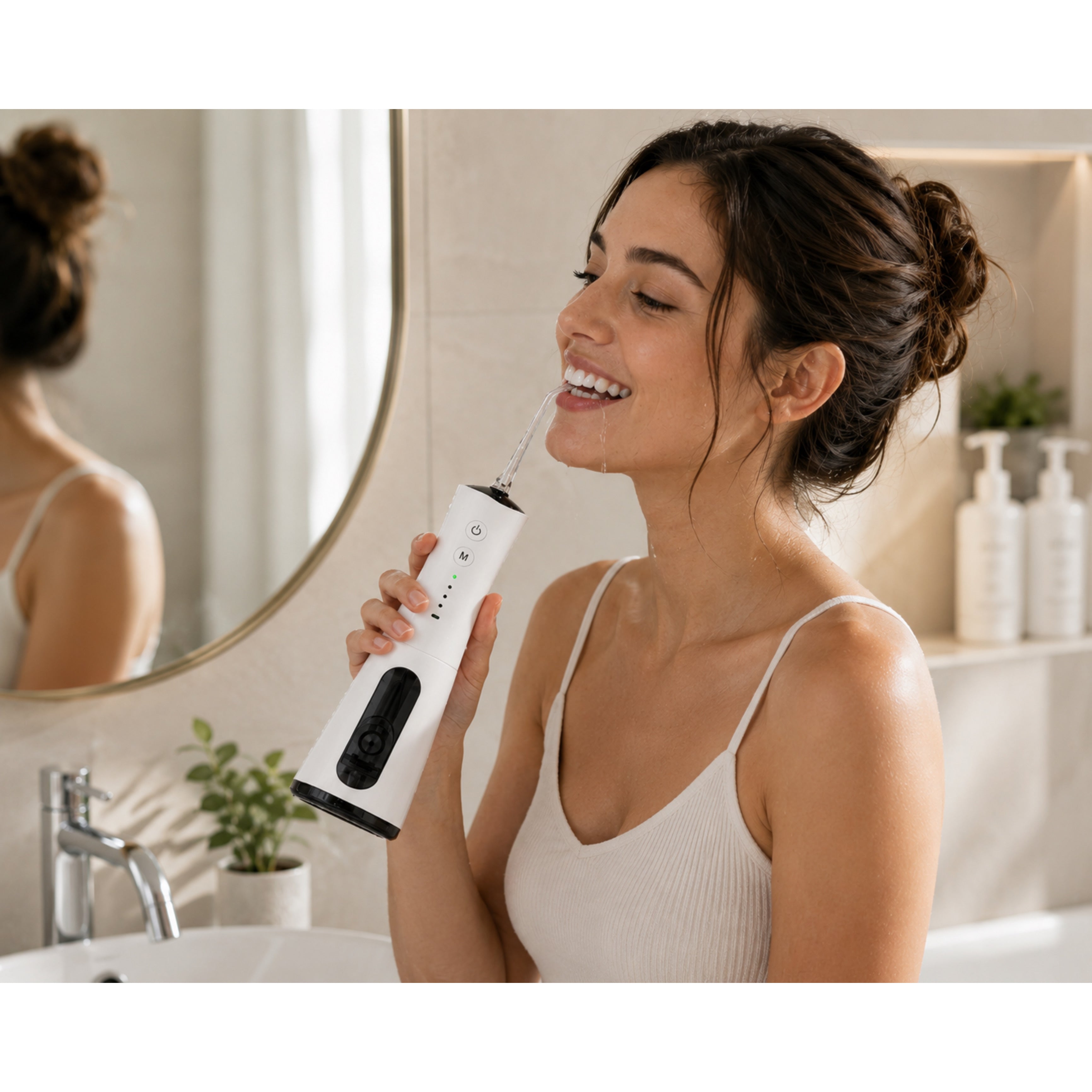 Munddusche AquaPulse Pro Kabelloser Premium Water Flosser mit 4 Modi & 5 Düsen - Lalano’S Cosmetics 