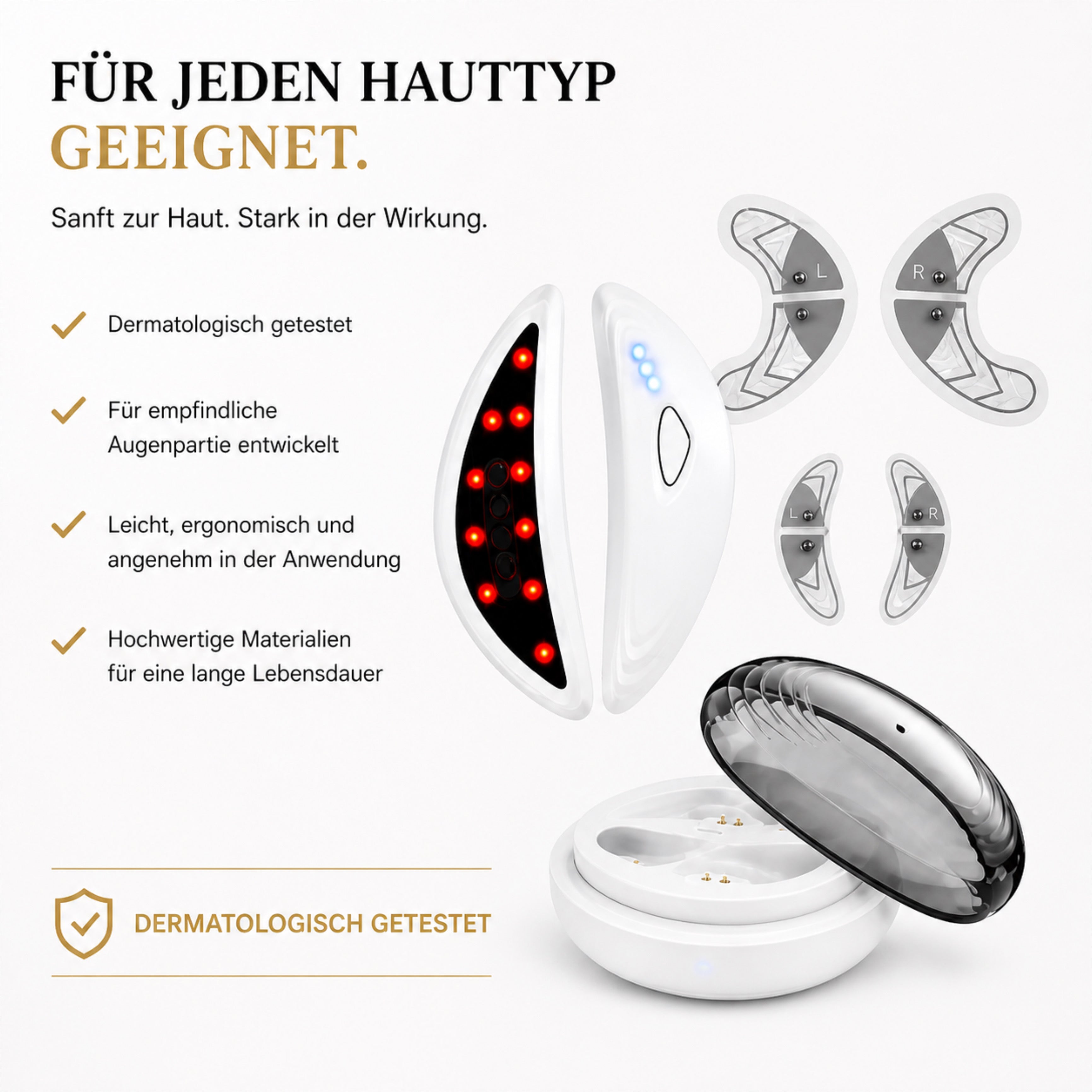 Gesichtsmassagegerät LUMIÉRA EyeLift Pro Augenmassagegerät mit Rotlicht & Mikrostrom - Lalano’S Cosmetics 