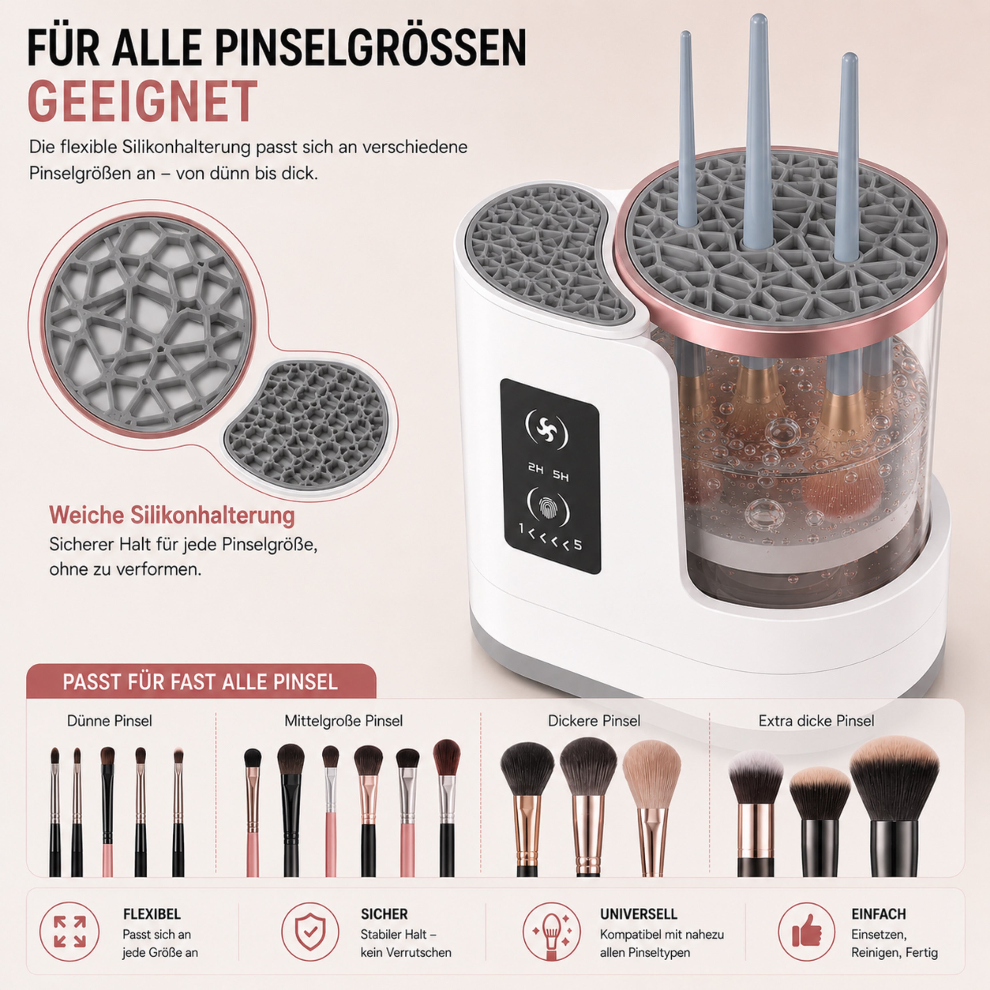 Kosmetikpinsel-Set LUMIBRUSH 3-in-1 Pinselreiniger & Trockner - Lalano’S Cosmetics 