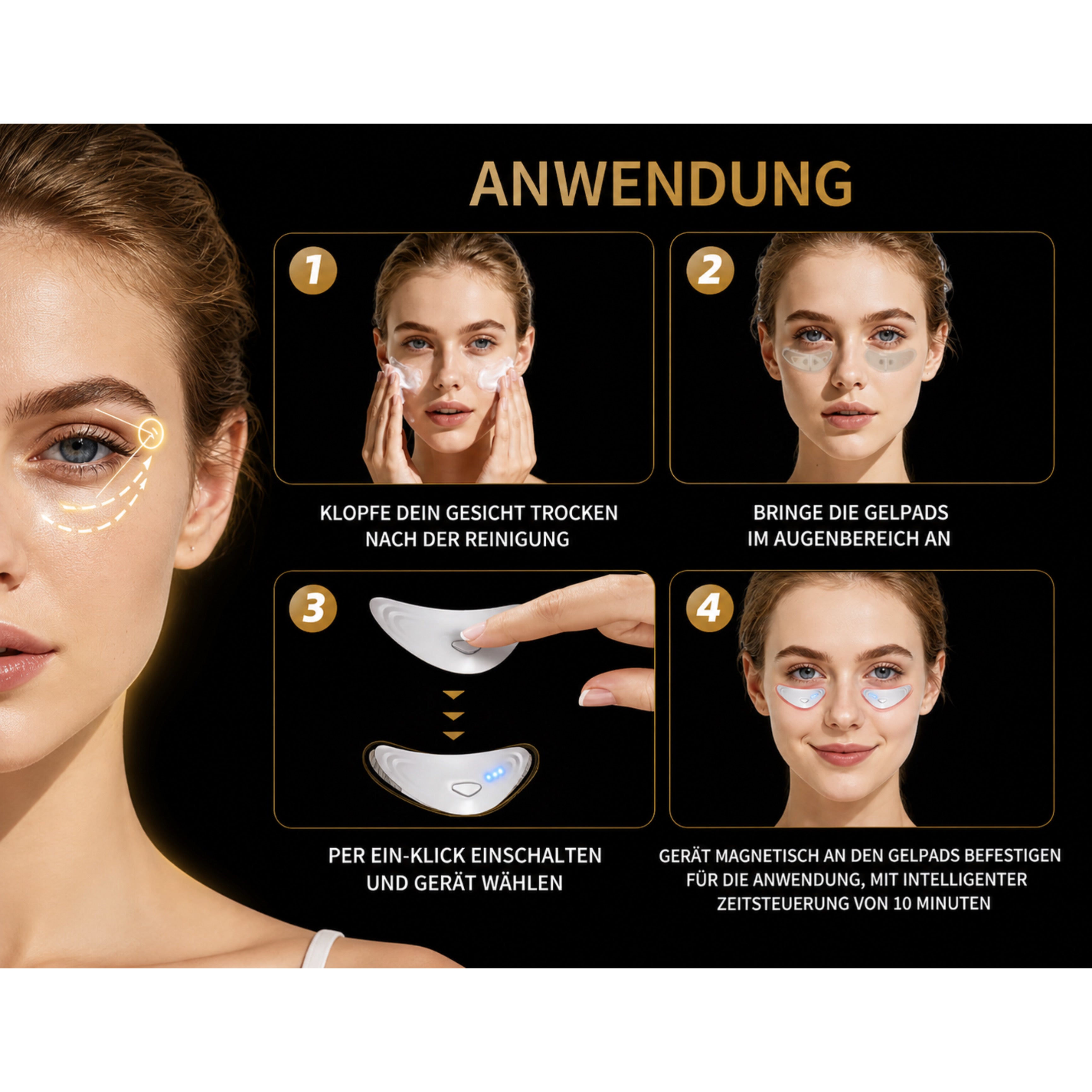 Gesichtsmassagegerät LUMIÉRA EyeLift Pro Augenmassagegerät mit Rotlicht & Mikrostrom - Lalano’S Cosmetics 