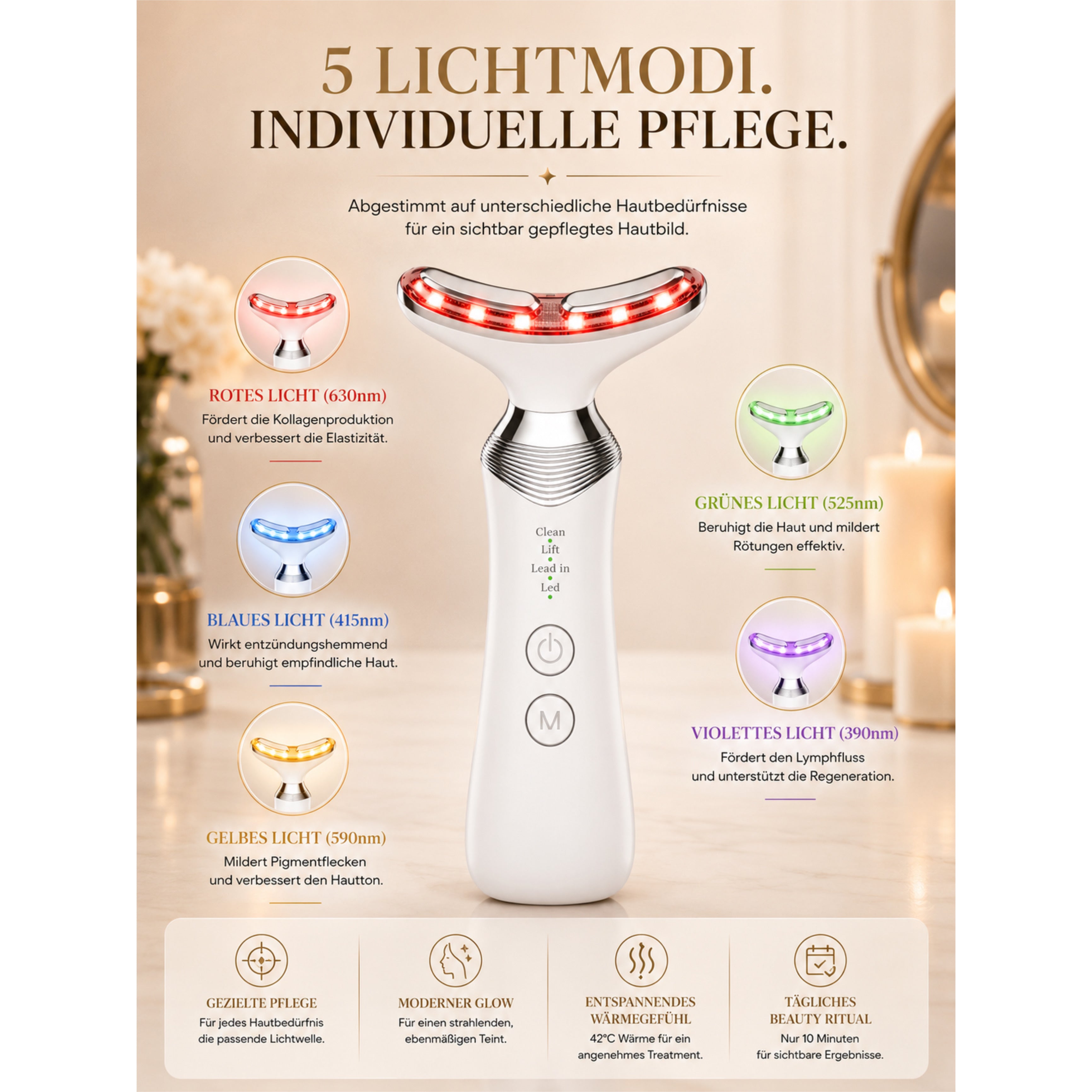 Gesichtsmassagegerät ÉLEVIA Face & Neck Sculptor mit EMS, Wärmefunktion & Vibrationsmassage - Lalano’S Cosmetics 