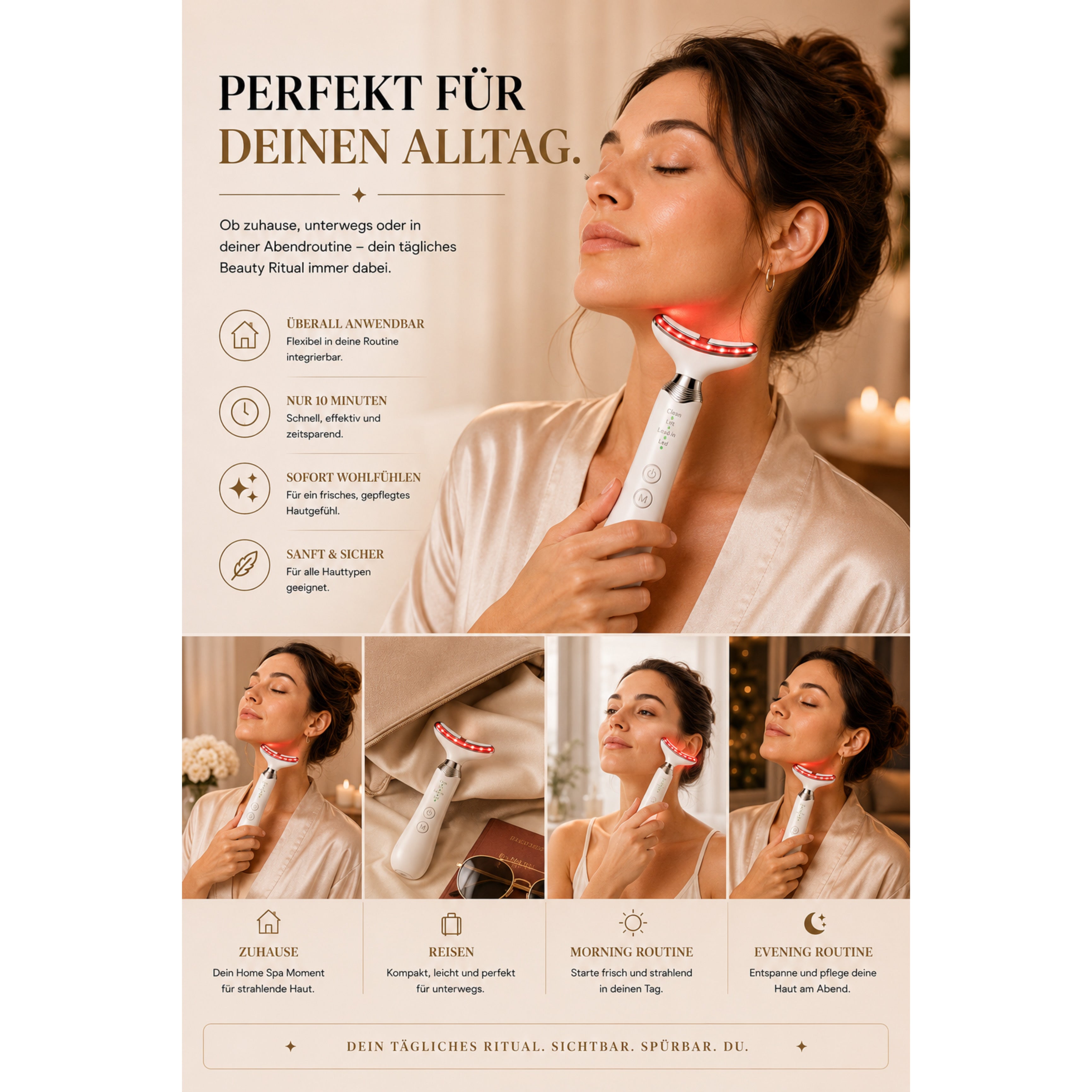 Gesichtsmassagegerät ÉLEVIA Face & Neck Sculptor mit EMS, Wärmefunktion & Vibrationsmassage - Lalano’S Cosmetics 