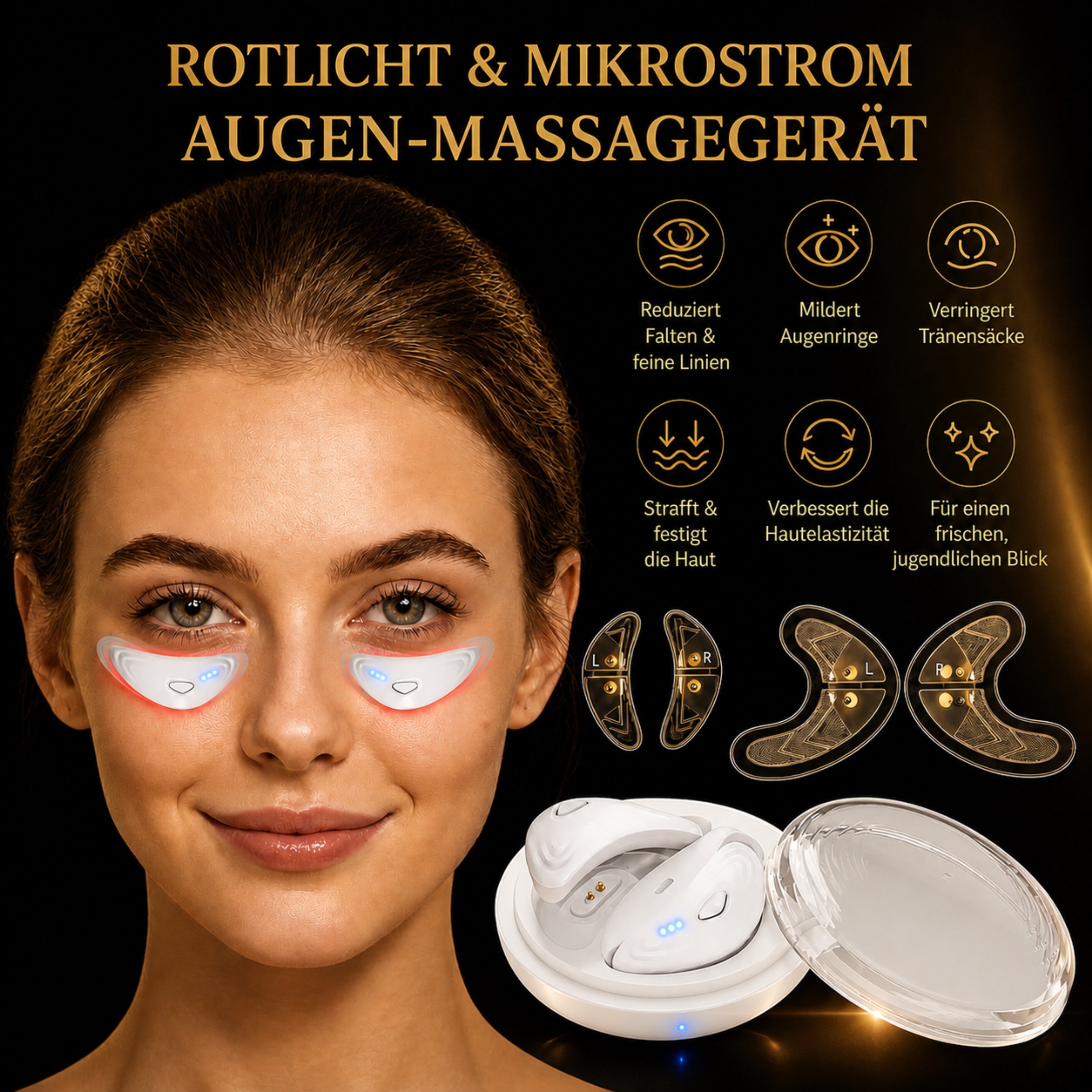 Gesichtsmassagegerät LUMIÉRA EyeLift Pro Augenmassagegerät mit Rotlicht & Mikrostrom - Lalano’S Cosmetics 