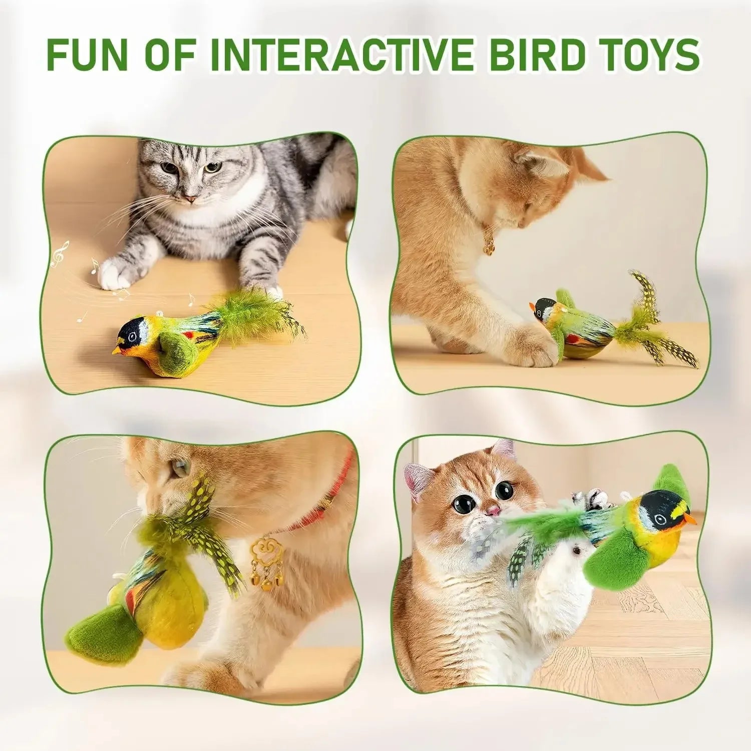 Bird Sound Cat Teaser Toy With Elastic Rope