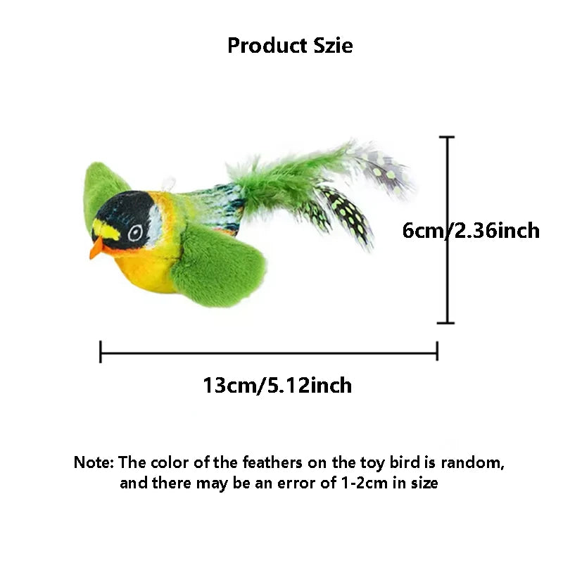 Bird Sound Cat Teaser Toy With Elastic Rope