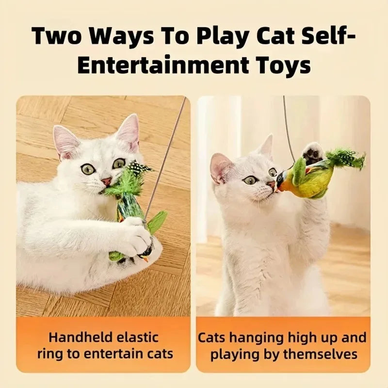 Bird Sound Cat Teaser Toy With Elastic Rope